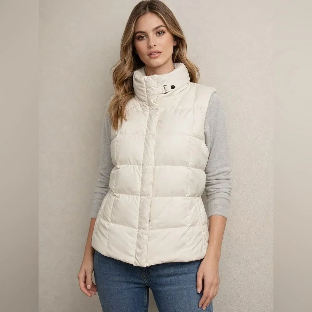 Eddie Bauer EB700 Goose Down Puffer Vest Jacket White